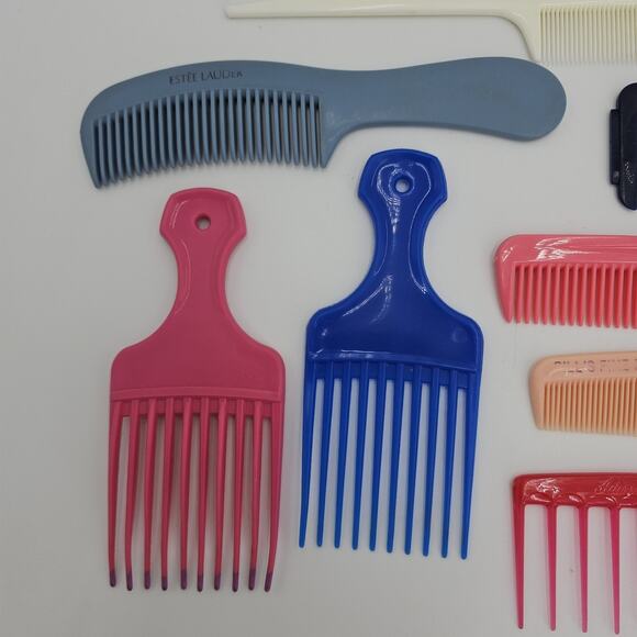 Lot Of 12 Plastic Vintage Hair Detangling Combs & Picks - Goody Esteè Lauder - Picture 3 of 5